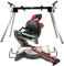 Excel 216mm Mitre Saw Large Base Laser 1500W/240V ~ 50Hz with - Laser - Variable Speed 5000RPM - Mitre Cut 155 x 70mm - Compound Cut 155 x 35mm - Blade - Dust Bag - Belt Drive - Leg Stand