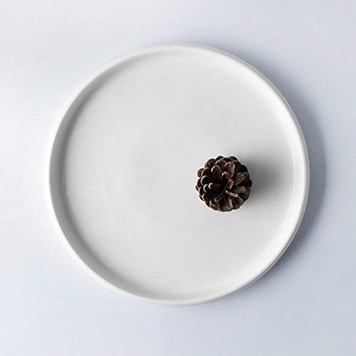 LMMJYF 11 Pollici 2/4/6 Pezzi Piatto da Pranzo in Stile Occidentale da Ristorante in Ceramica Piatto Antiscivolo Fondo Grande Rotondo in Porcellana Bianca Bordo Spesso