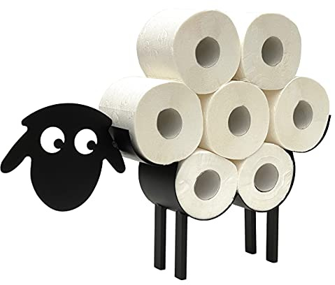 DanDiBo Toilettenpapierhalter Schwarz Metall Schaf 3.0 WC Rollenhalter Klopapierhalter Freistehend WC Papierhalter Toilettenrollenhalter