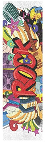 Vnurnrn Dessin Animé De Musique Rock Planche à Roulette Bande Grip de Skateboard Antidérapante Sans Bulles Papier de Verre 84x23cm Longboards Scooter Autocollants