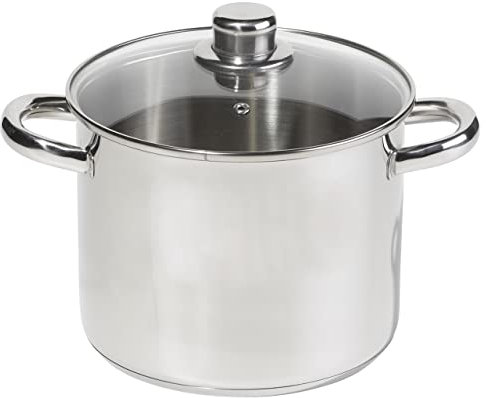 aro Olla profesional multiuso con tapa de vidrio, para todo tipo de cocinas, Ø 28 cm, olla grande (13,5 L), olla de acero inoxidable para restaurante, hotel, catering.