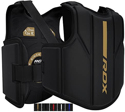 RDX Körperschutz Kampfsport, Maya Hide Leder Bauchschutz perfekt für Kickboxen, MMA Training, Muay Thai, Kampfsport, Boxtraining, Verstellbar Kampfweste Verwendung in Heim- und Fitnessstudio-Workouts