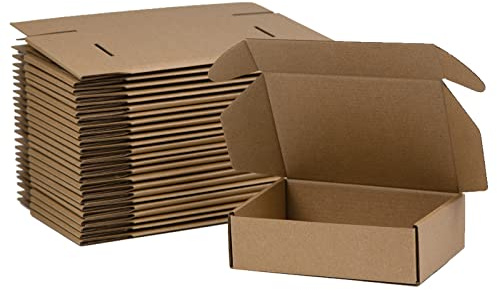 Sodissa 7x5x2 Inches Shipping Boxes Pack of 25, Brown Corrugated Cardboard Boxes for Small Bussiness