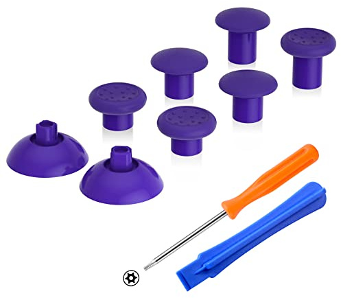eXtremeRate ThumbsGear Interchangeable Thumbstick for Xbox Controller - Improve Comfort - Purple 3 Height Domed & Concave Grips Ergonomic Adjustable Joystick for Xbox Core, for Xbox One S/X/Elite