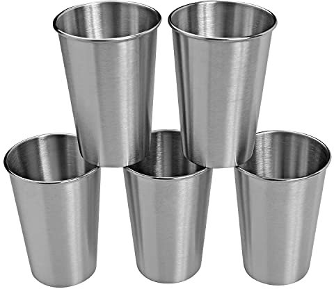 WANBY Edelstahl Becher 500ml Unzerbrechlich und Wiederverwendbare Trinkbecher Umweltfreundliche Gesunde Tumbler set für Milchsaft und Wasser Geschirrspüler Safe (5 Stück)
