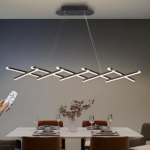 Modern LED Pendelleuchte Einziehbares Esstisch Hängelampe Dimmbar mit Fernbedienung Kronleuchter Höhenverstellbar Bürolampe Küchenlampe für esszimmer Wohnzimmer Küche leuchte Büro (Schwarz, 120cm)