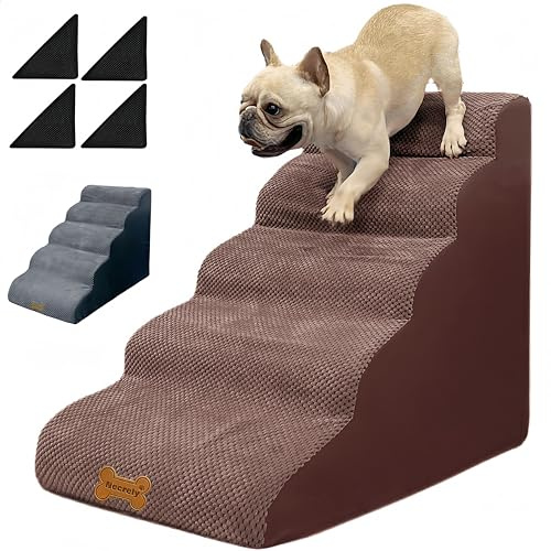Hundetreppe für hohe Betten, kleine Hunde, 5-stufige Treppe für große Hunde zum Aufsteigen auf Bett, Couch, 2, 3, 4, 5 Stufen, Haustierbett, Treppe für Hunde, Katzen, Klettern ins Bett, rutschfeste,
