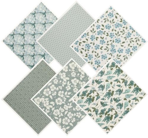 Pinsit Green Swedish Dishcloths for Kitchen, 6 PCS Swedish Dish Cloths, Super Absorbent Washable Reusable Floral Cloths Dish Towel, No Odor Cellulose Sponge (Light-Green)