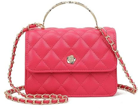 Girly Handbags Bolso de hombro acolchado de piel sintética para mujer Fucsia