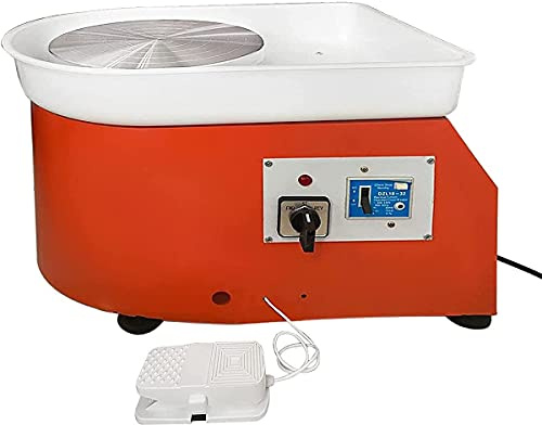 JOMRTS Pottery Wheel Forming Machine 25cm/9.8 Electric Pottery Wheel with Foot Pedal DIY Machine for School Teaching, Children's Ceramic Teaching, Low Noise,Withfootpedal
