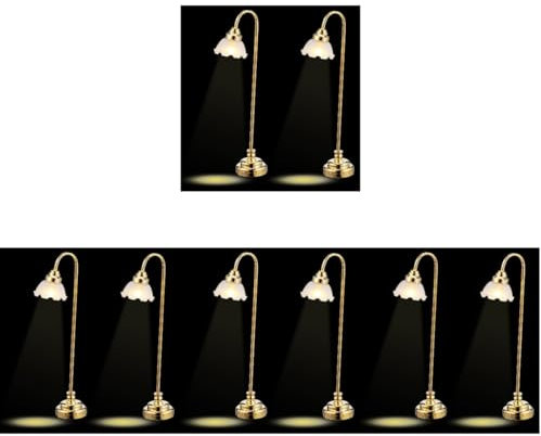 Gadpiparty 8stücke Miniatur Tischlampe Für Puppenhaus Goldene Tischleuchten Batteriebetrieben Für Schlafzimmer Und Wohnzimmer Detailreiche Dekoration Für Miniaturwelten