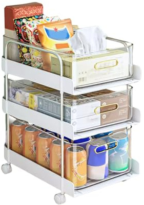 Carro de Almacenamiento. Estante Auxiliar con Ruedas. Carro Organizador Divisible para Almacenamiento de Hogar, Cocina u Oficina. Ahorra Espacio (3 baldas / 40x37x25 cm)