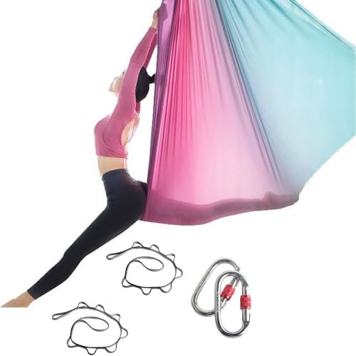 Generisch Aerial Hängematte Yogatuch, Vertikaltuch, Yoga Schaukel Set, Anti-Trapez Schaukel Schlinge Inversion für Yoga Ballett Pilates Gymnastik Flexibilität Training(5M*2.8M)(Farbe A)