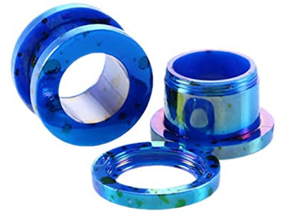 Calefee Ohr Tunnel 2-12mm, Ohrringe Plug Acryl 2 Stücke, Expander Ohrpiercing Blauer Tunnel mit Schraubverschluss und Punktmuster