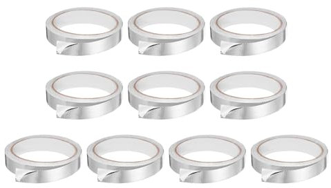 sourcing map 10pcs Heat Shield Tape 0.78 x 32.8 Ft Waterproof Sunscreen Sound Insulation High-Temperature Resistance Silver Aluminum Tape Thickness for Automotive Repairs