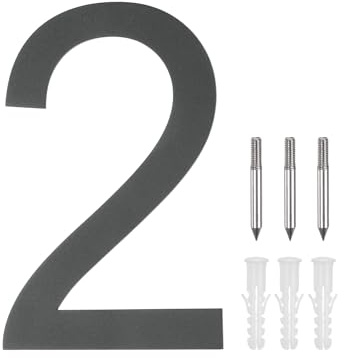 M METERXITY Numeri Civici Galleggianti Acciaio Inossidabile 304 da 5, Numero Civico Moderno 2 con Kit Chiodi e Istruzioni, Numeri Civici Esterni per Esterno/Giardino/Cassetta Postale [Nero]