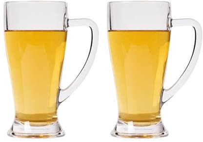 BYPIAOERZ Bierkrüge aus Glas Set mit 2 großen Bierkrügen, Biergläsern mit Henkel, Bierkrug, klassisches Trinkglas für die Hausbar, Klassische Biergeschenke, Bierbecher 700 ml