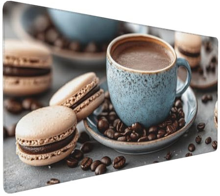 Gaming Mauspad XXL Kaffee Mousepad 1000x500x4mm Keks Verlängertes Mauspad Schreibtischauflage,Genähte Kanten Mauspad,Verbessert Präzision und Geschwindigkeit Wasserdicht Geeignet für Büro und Spiele