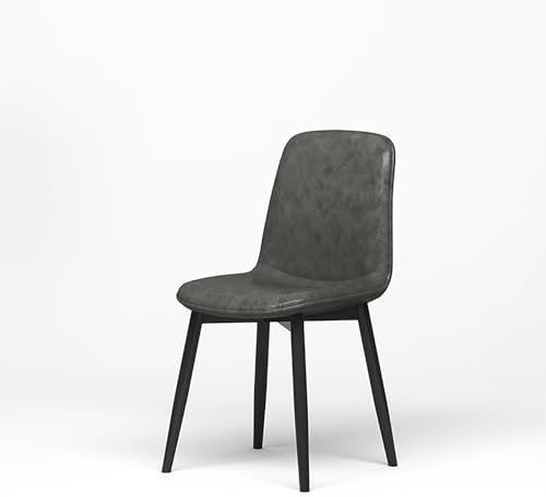 Sedia da Pranzo Moderna Economica, Sedia da Cucina con Seduta in Pelle, Sedia Imbottita di Lusso con Gambe in Metallo per Ristoranti Balconi Soggiorni Hotel Reception(18W x 16.5D x 34.6H, Gray 1)