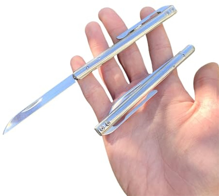 Obespina Petit mini couteau pliant fin clip ceinture poche camping lame miroir tout acier ouvre carton papier decoupe tranchant forme stylo edc table 8cr13 extérieur Cadeau Homme