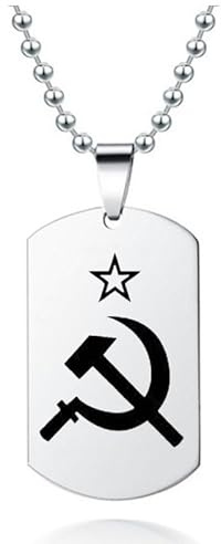 ZIAFRPN Pentagrama de acero inoxidable estrella de la unión soviética hoz martillo trabajador granjero collar joyería colgante CCCP revolución comunista