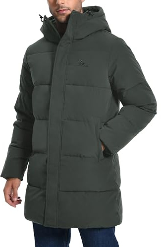 Pioneer Camp Mens Long Winter Coat Hooded Waterproof Insulated Puffer Jacket Thicken Puffy Warm Down Windbreaker Parka