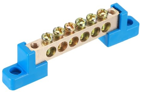 sourcing map Klemmleiste, 6 Positionen, Brücken-Design, Klemmleiste, Klemmleiste, Messing-Drahtschraube für elektrische Verteilung, blau, 94 x 12 x 22 mm, 2 Stück