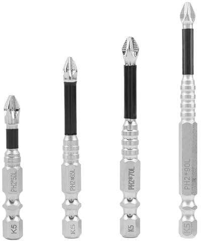 lasuroa 4pcs High Magnetic Screwdriver Drill Bit, 2025 New Upgrade Electric Screwdriver Set S2 Alloy Steel Anti Slip Strong Bits Set Suitable for Impact Drill, Length 50/65/70/90mm