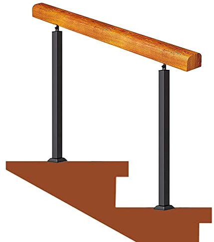 Système de rampe d'escalier d'intérieur en bois et métal - Kit de balustrade en fer forgé - Kit d'installation facile pour la sécurité et le style de la maison