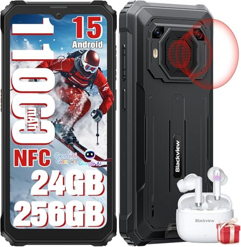 Blackview BV6200 Plus Téléphone Incassable 2025, Batterie 11000mAh Téléphone Portable Incassable 24Go+256Go/2To TF, 6.56 HD+, Caméra AI 16MP+13MP,NFC/GPS/98dB Haut-Parleurs Smartphone 2 Ans Garantie