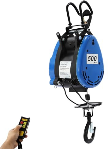 Chynalys 220V Electric Hoist 500KG/1102LBS, 1800W Copper Motor Electric Winch with Wireless Remote & Handle, 42.65ft/min Lift Speed, 29m Height Alloy Steel Engine Hoist for Garage, Warehouse