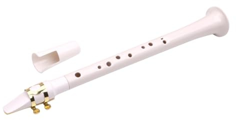 GARVALON Tragbares Weißes Kleiner Saxophon aus Kunststoff Handgefertigtes 8-loch Taschensaxophon Kleines Holzblasinstrument für Unterwegs und Musikliebhaber
