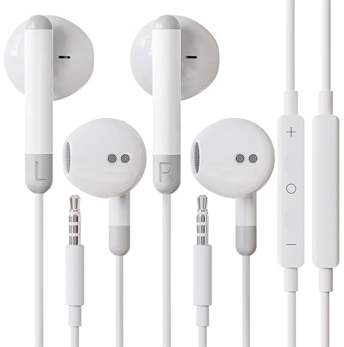 Bxlive Wired Headphones 2 Pcs, Wired Earphones In Ear Earbuds, Earbuds Noise Isolating Headset With Microphone Remote Sound Control, Compatible with Pad Samsung HuaWei MP3 Players Smartphones Laptops