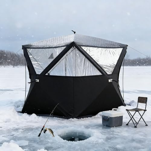 Bastu-tält för 3-5 personer, bärbart isolerat isfisketält med 210D Oxford-tyg, isolerat bastu-tält, campingtält för camping och snöfiske i kalla miljöer BlackSauna-2.1m