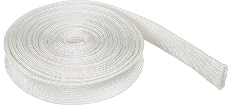 QUARKZMAN Guaina Intrecciata 2 Metri X 12mm Guaina Per Cavi In Fibre Di Vetro Ad Alta Temperatura Per Cavi Automobilistici Domestici E Per Ufficio Gestione Cavi Video Protezione Cavi Bianco