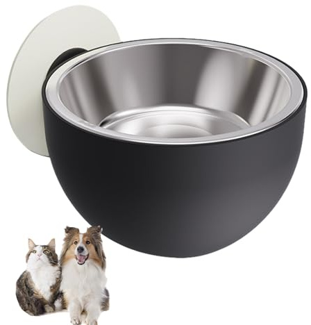 Wall Magnetic Dog Bowl – Stainless Steel Anti Spill Elevated Pet Bowl | Wall Mounted Cat Food Water Dish | Detachable Dishwasher Safe Feeding Station For Dogs Cats