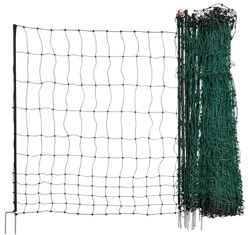Landkaufhaus Mayer Hunde/Geflügelzaun | Geflügelnetz | Engmaschig, Standfest durch Doppelspitze | ohne Strom! - Höhe: 106cm 15m Länge