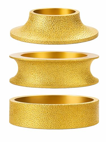 Diamond Grinding Wheel Set 20mm Arbor – French, Flat & Round Edge Profiles – Diamond Emery Integrated Molding Disc for Angle Grinder – Stone & Ceramic Shaping Tool for Tile, Quartz, Marble & Granite