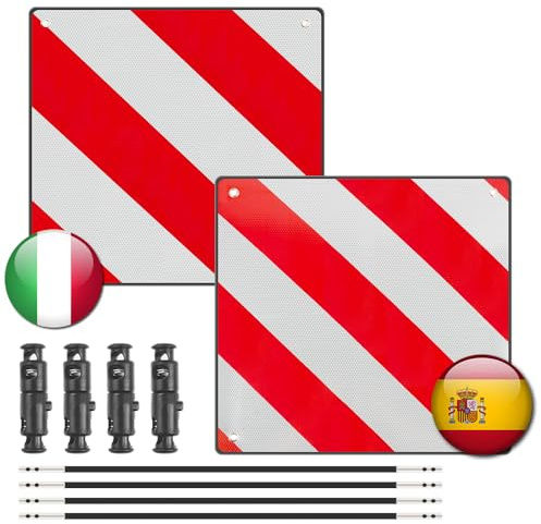 Wxeadu 2 en 1 Réflecteur de Signalisation, 50 x 50 cm Panneau Signalisation Porte Velo, Panneau Avertissement Porte-Vélos pour Camping Car, PorteVelo Voiture, Remorque Arrière, Caravane