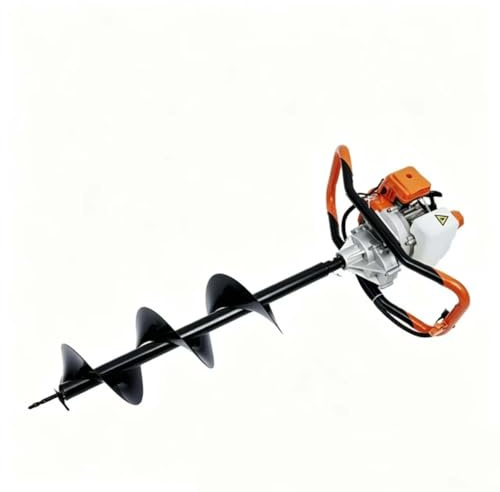 MELAQULY Bensin jordborr, 2-takts stolphålsborr med 3 borrfästen 100/150/200 mm, 52 CC bensindriven jordborr för jordbruksmark, trädgård