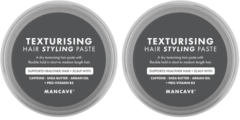 ManCave Texturising Hair Paste for Men, Natural Looking Texture and Definition with Panthenol, Arginine and Caffeine, Flexible and Reworkable Hold, Vegan, Cruelty Free, 75 ml, Packaging May Vary