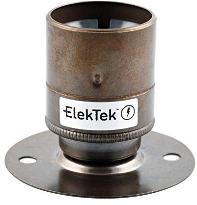 ElekTek ES E27 Edisongewinde Fester Sockel Lampenfassung mit Glattmantel Ideal zur Aufbaumontage von Vintage-Filament-Lampen Messing Antik