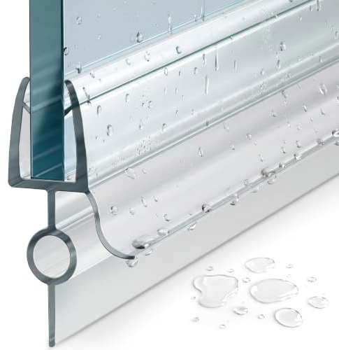 Bagnoxx guarnizione doccia con labbro raschiante e tubo per box doccia, 100cm, vetro 8mm, profilo trasparente anti-schizzi, guarnizione inferiore porta, guarnizione vasca in PVC