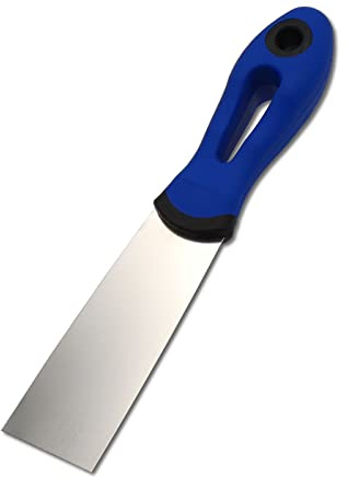 DEWEPRO Profi Gipsspachtel 40 mm – Malerspachtel aus rostfreiem Edelstahl – Gipserspachtel für präzise Detailarbeiten – 2-Komponenten-Softgriff – Ideal für Innenausbau & Renovierung