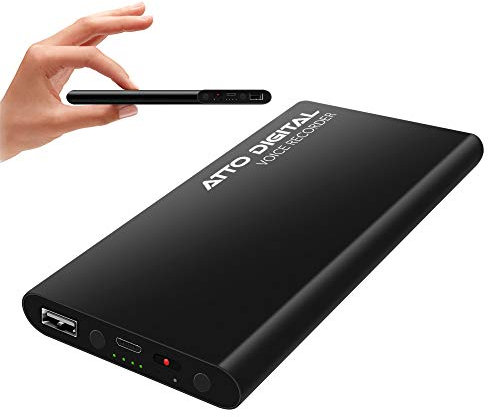 64GB Profesionelles Aufnahmegerät – Stimmenaktivierung – 18 Tage Betriebszeit – 11 mm dünn – Energienbank-Telefon-Aufladeeinheits-Funktion - PoweREC von Atto Digital