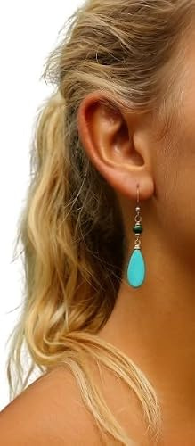 ⊹⊱✿ TÜRKISE HOWLITE TROPFEN & KOKOS HOLZ ✿⊰⊹ gewrappte Ohrringe