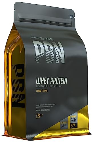 Premium Body Nutrition Proteína de Suero de LECHE en Polvo, Sabor Plátano,1 kg (Paquete de 1), sabor optimizado