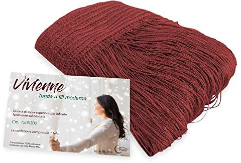 Tenda a Fili Vivienne per Porta CM. 150X300 Tinta Unita Bordeaux