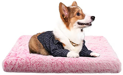 Nyescasa Hundebett für kleine große Hunde, Sofaschutz Lang Plüsch Flauschig Atmungsaktiv Katzenbett, Winter Warm Hundecouch Waschbar Abnehmbar rutschfest Hundekissen (M ca. 50x40x5cm, Rosa)