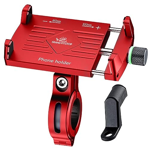 GRAND PITSTOP Bike Phone Mount Holder,Aluminum Motorcycle Phone Holder, Bicycle Handlebar Cell Phone Holder for Iphone Samsung Google Nokia Other Smartphones 4.7 to 6.8 Red